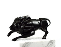 Leeuw Lio Lion Signe du Zodiac Sculpture en bronze Constellation Astrologie Patine noire