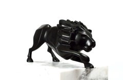 Leeuw Lio Lion Zodiac Sign Bronze Sculpture Constellation Astrology Black Patina