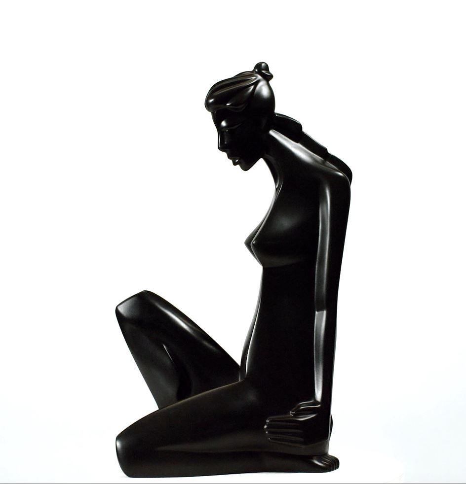 Maagd Virgo, sculpture en bronze vierge, signe du zodiaque, constellation astrologique, noir  - Sculpture de Theo Mackaay