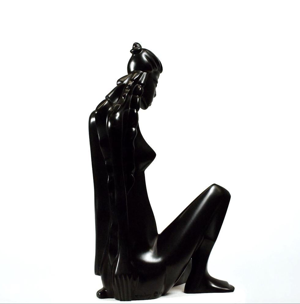 Maagd Virgo, sculpture en bronze vierge, signe du zodiaque, constellation astrologique, noir  - Contemporain Sculpture par Theo Mackaay