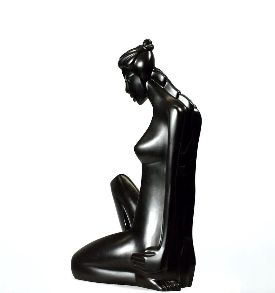 Maagd Virgo, sculpture en bronze vierge, signe du zodiaque, constellation astrologique, noir  en vente 1