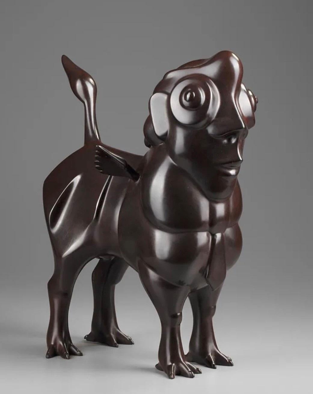 Figurative Sculpture de Theo Mackaay - Notarisvogel Escultura de Bronce Pájaro Negro En Stock