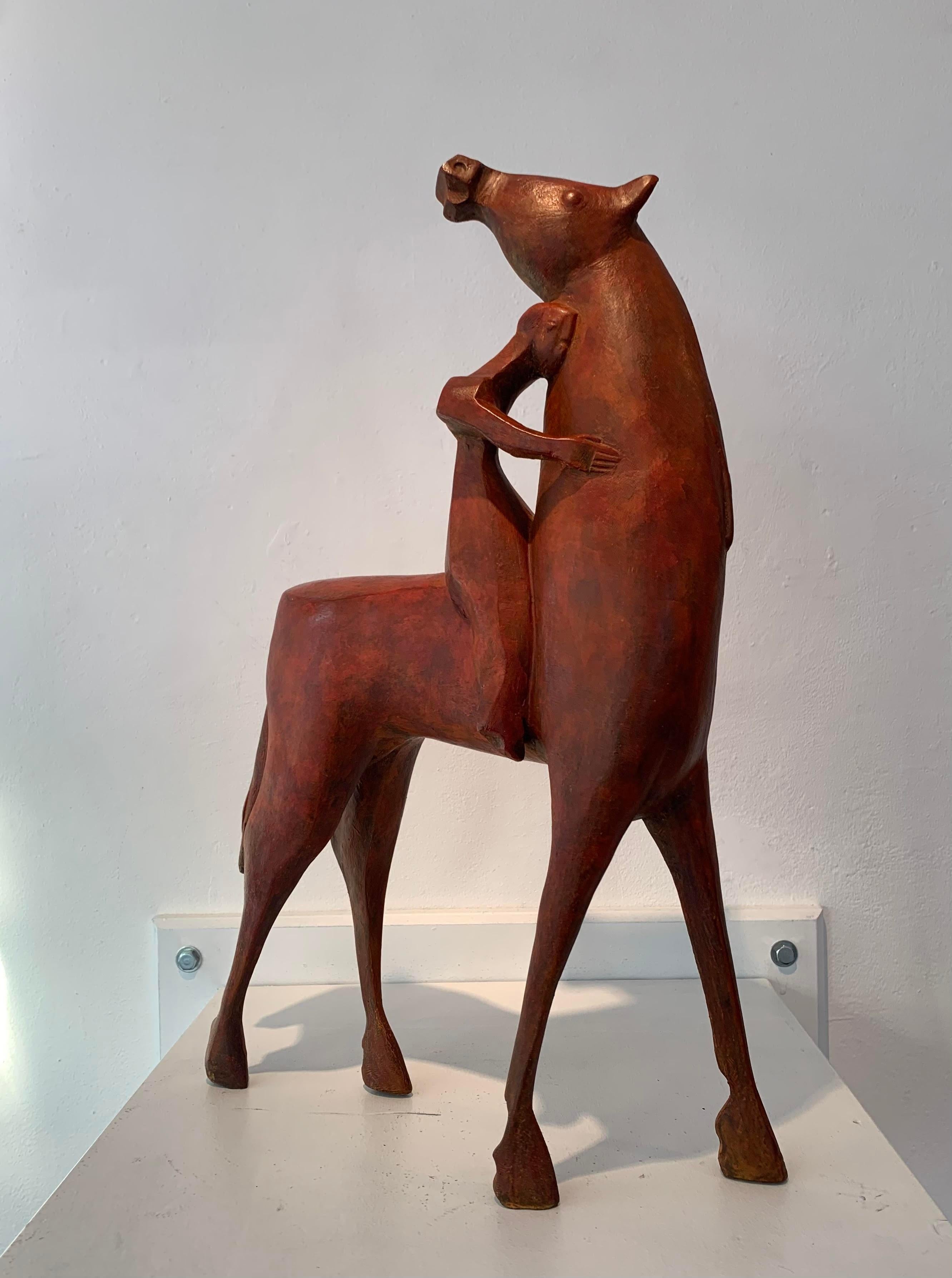 Theo Mackaay Figurative Sculpture - Paard met Kind Horse with Child Bronze Sculpture In Stock 