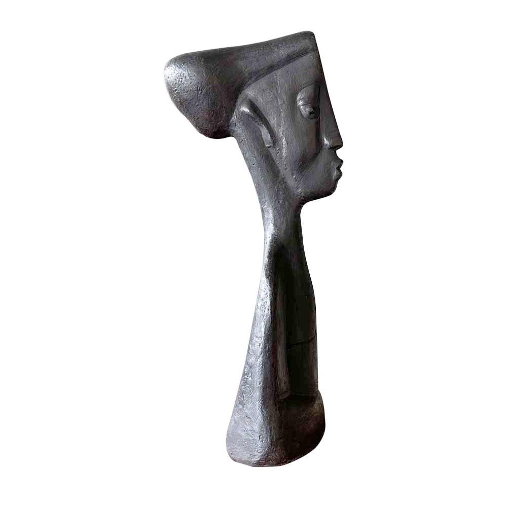 Theo Mackaay Figurative Sculpture - Regina Sculpture Bronze Head Portrait of a Woman Lady Archetype Figure In Stock
