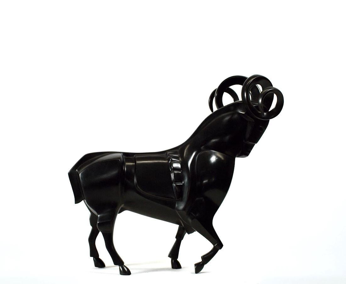 Ram Aries Bronze Sculpture Zodiac Sign Constellation

Theo Mackaay (1950)

Mackaay works with recognizable shape:: women, men and animals, with a pointer at the primal form. Archetypal motives like warriors, women, horses, archers, lovecouples,