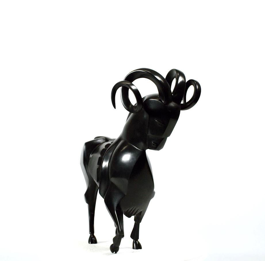 Theo Mackaay Figurative Sculpture - Ram Aries Bronze Sculpture Zodiac Sign Constellation