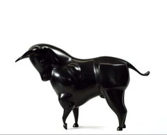 Stier Taurus Bull Zodiac Bronze Sculpture Contemporary Black Patina