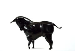 Stier Taurus Stier Bull Sternzeichen Bronze Skulptur Zeitgenössische schwarze Patina