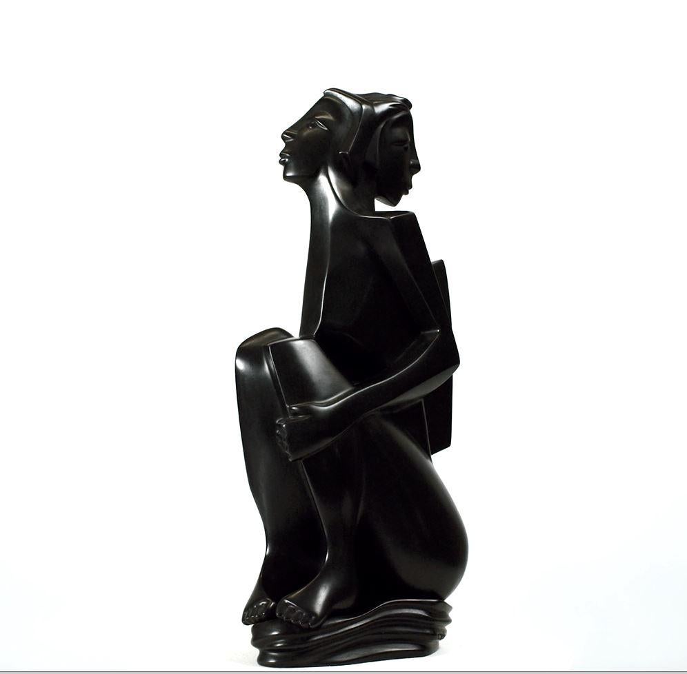 Theo Mackaay Figurative Sculpture - Tweeling Gemini Zodiac Bronze Sculpture Contemporary Black Patina