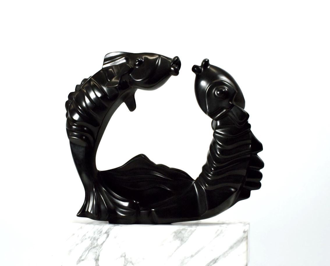 Theo Mackaay Figurative Sculpture - Vissen Pisces Fish Zodiac Sign Bronze Sculpture Constellation Astrology