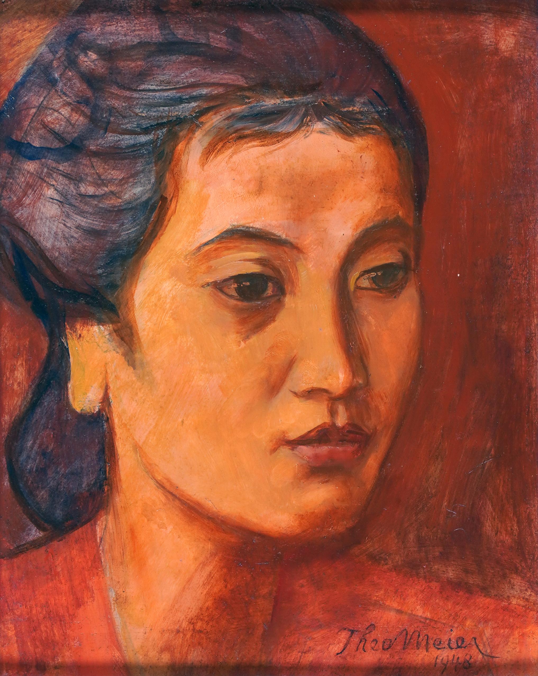   Portrait of a Balinese beauty by Theo Meier (1908-1982) For Sale 4