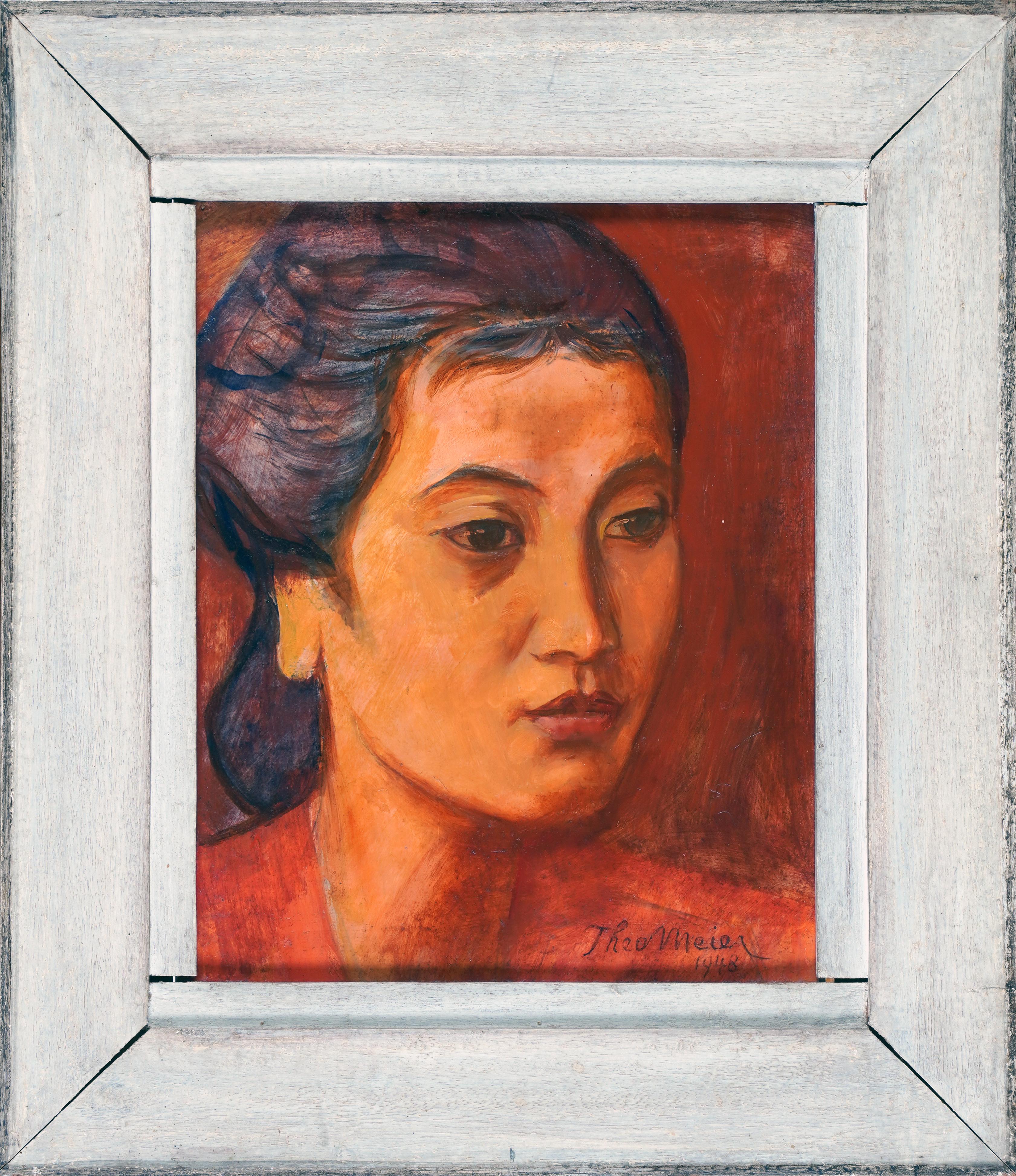   Portrait of a Balinese beauty by Theo Meier (1908-1982) For Sale 3