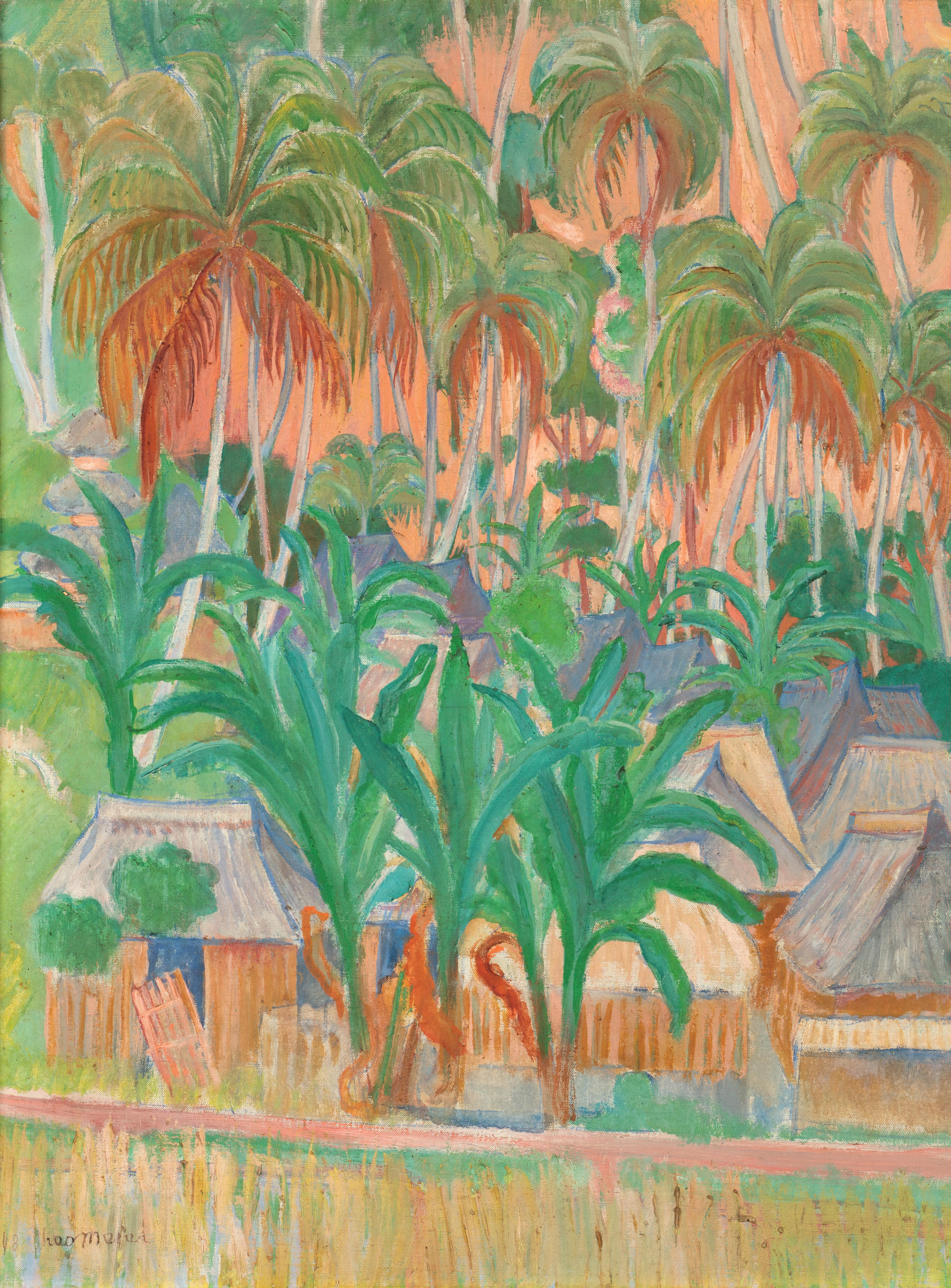 Village of Iseh, Bali (1948) - Painting by Theo Meier