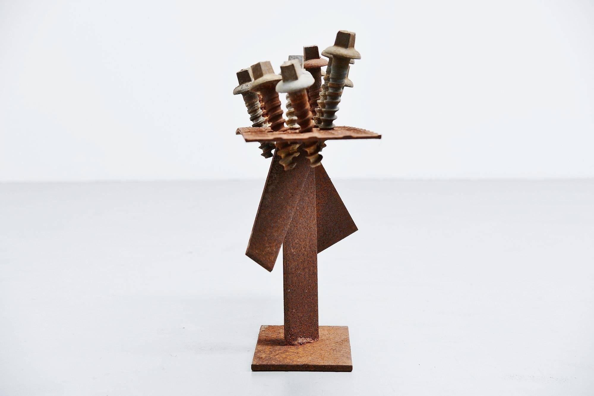 Theo Niermeijer Abstract Modern Screws Sculpture, 1970 In Excellent Condition For Sale In Roosendaal, Noord Brabant