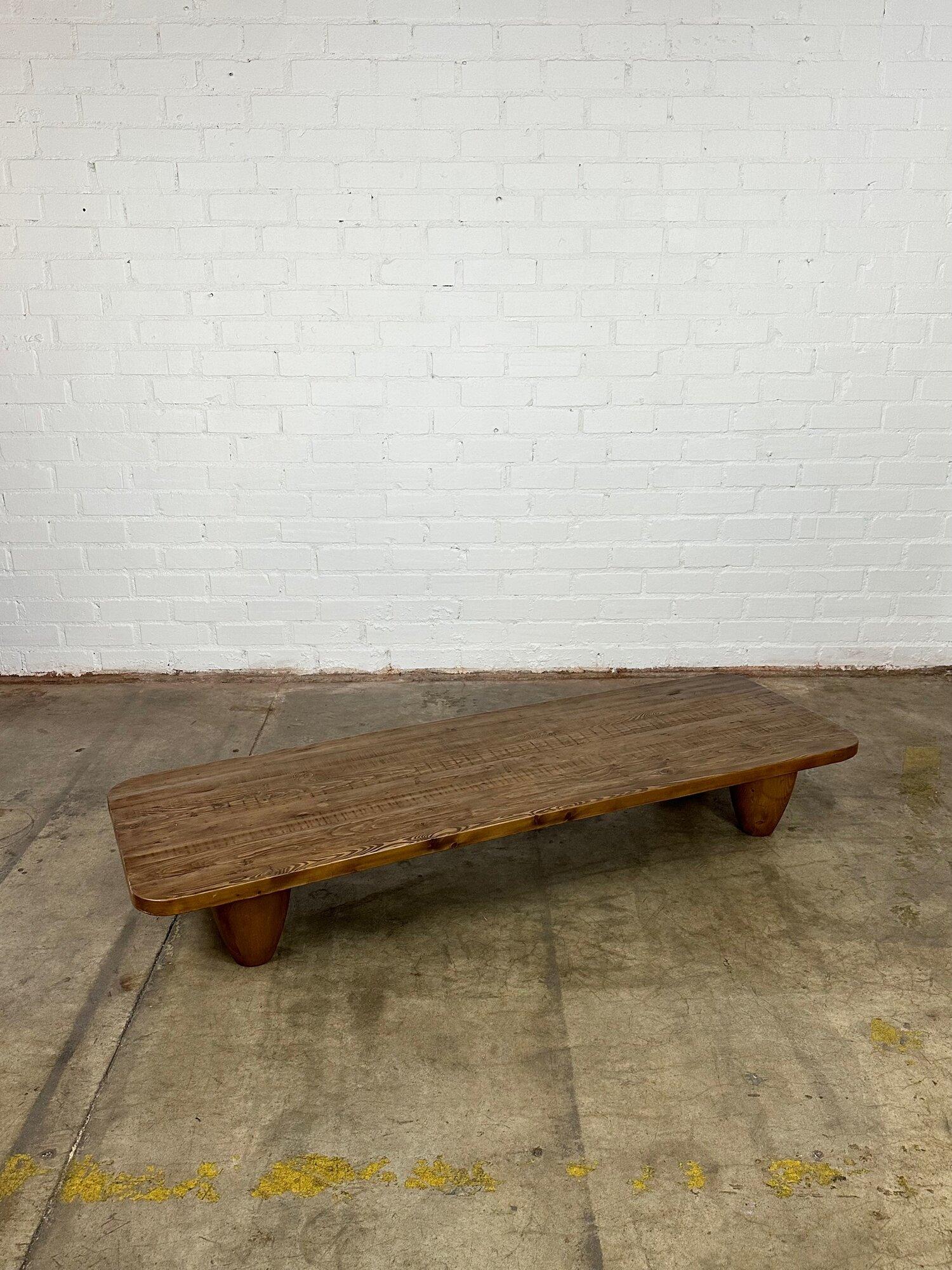 “Theo” Primitive Coffee Table by Penny Six- Light Stain In Good Condition In Los Angeles, CA