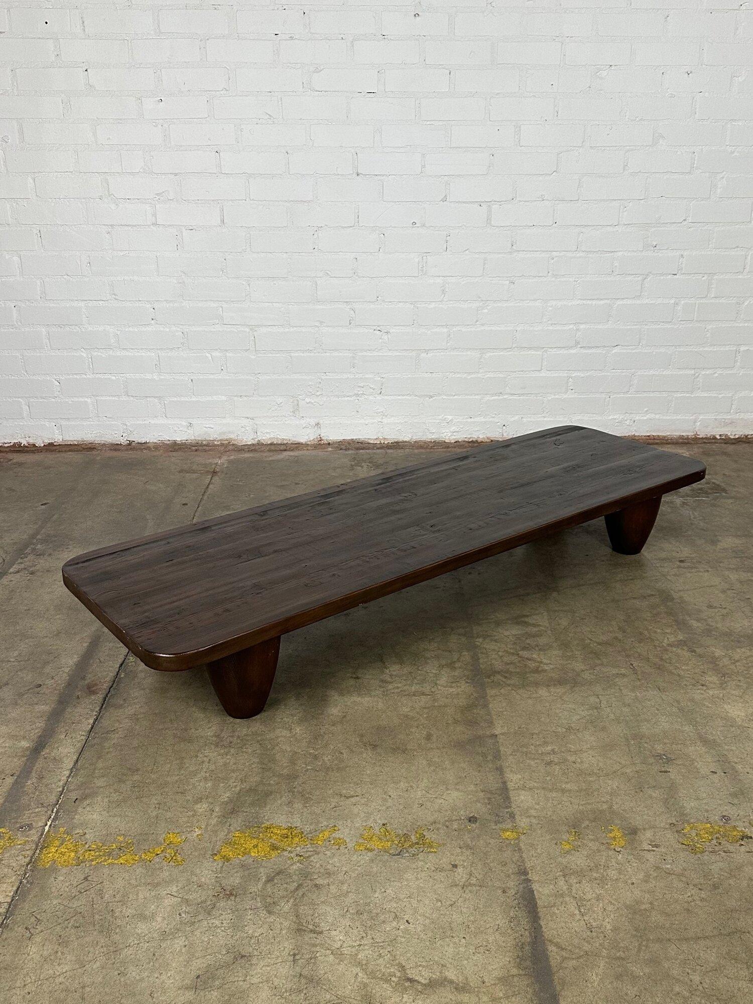“Theo” Primitive Coffee Table by Six Penny- Ebony Stain In Good Condition In Los Angeles, CA