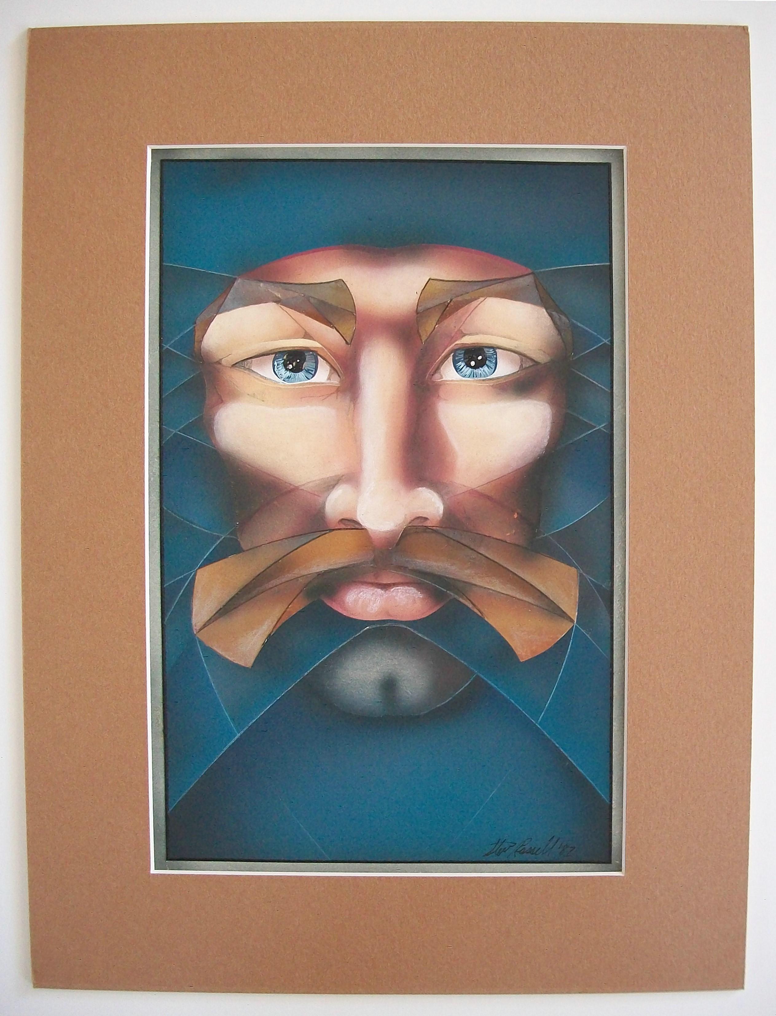 THEO RUSSELL  Kubistisches Airbrush-Portrtgemlde  signiert  Kanada  um 1982 (Kanadisch) im Angebot