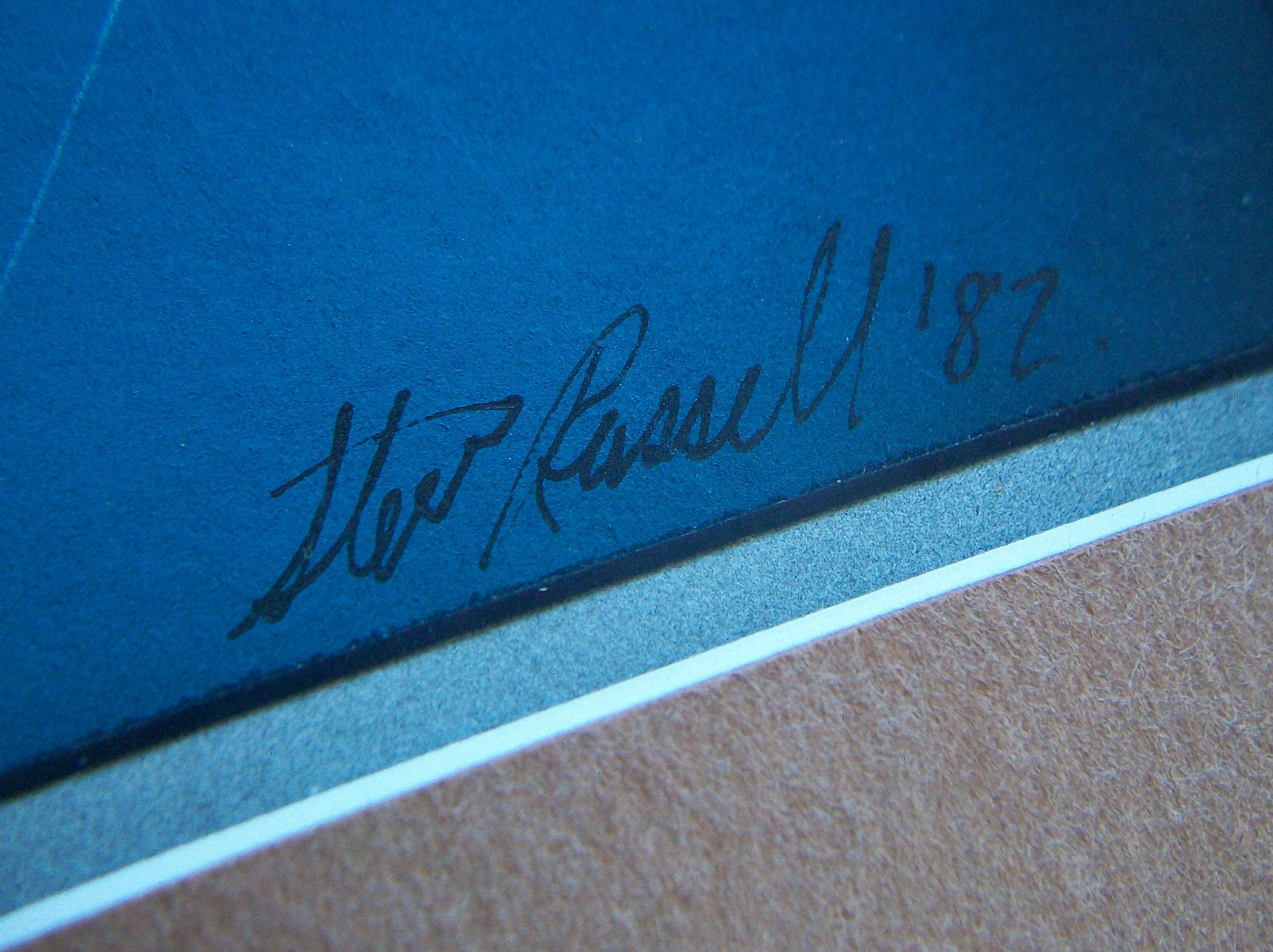 THEO RUSSELL  Kubistisches Airbrush-Portrtgemlde  signiert  Kanada  um 1982 im Zustand „Gut“ im Angebot in Chatham, ON