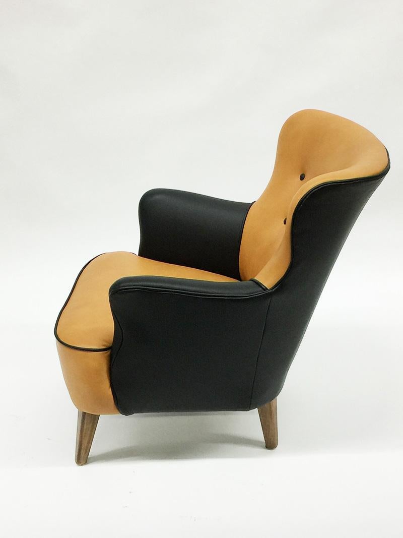 Dutch Leather Lounge Chair by Theo Ruth for Artifort, 1950s For Sale