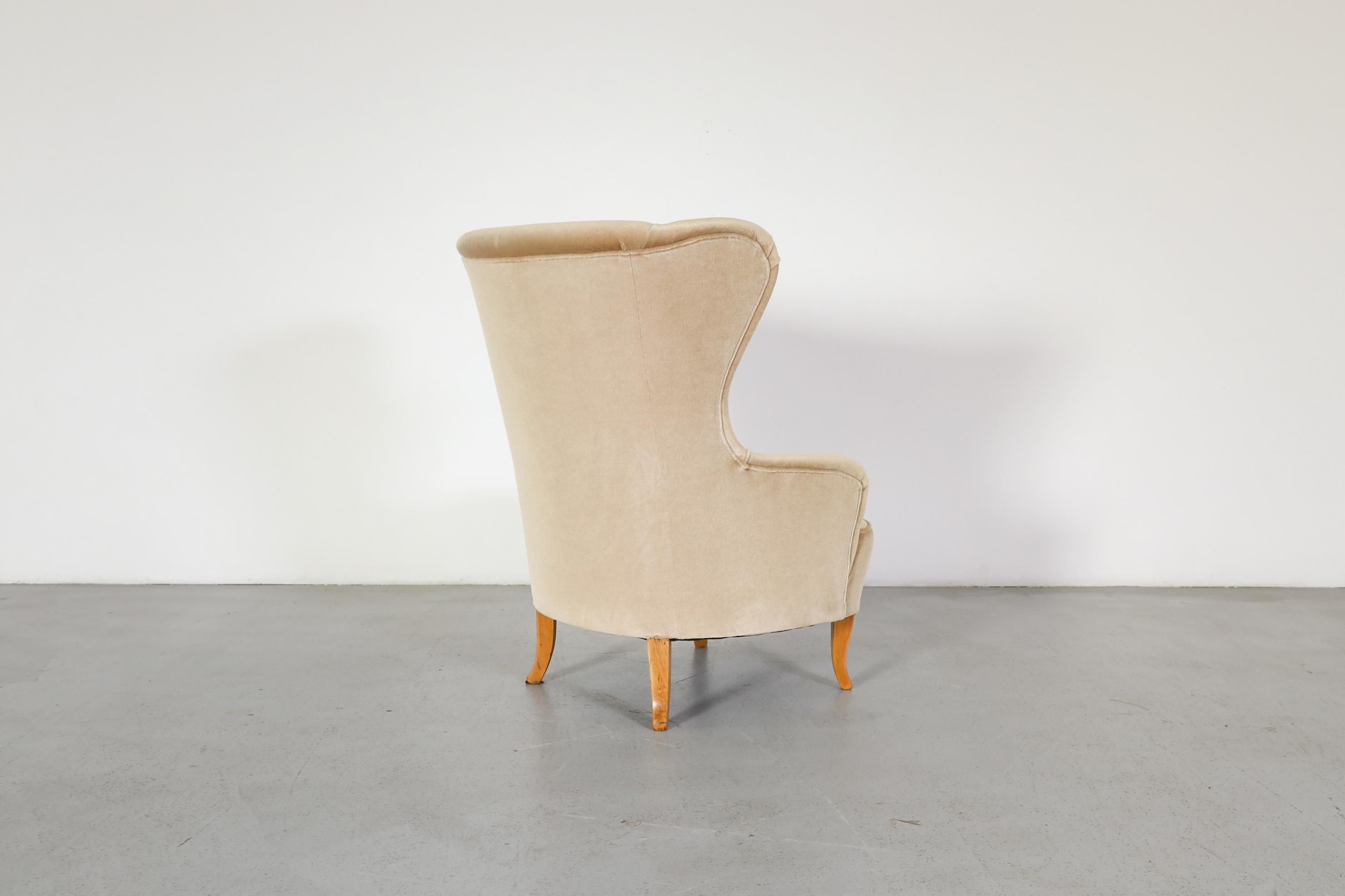 Silla de salón Theo Ruth de mohair beige para Artifort, mediados del siglo XX holandés en venta 1