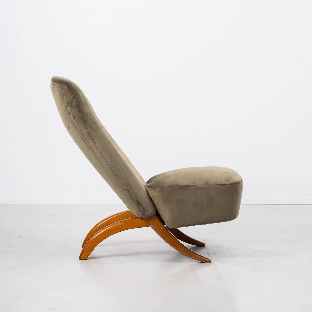 Mid-Century Modern Theo Ruth Congo Chair in Green Velvet