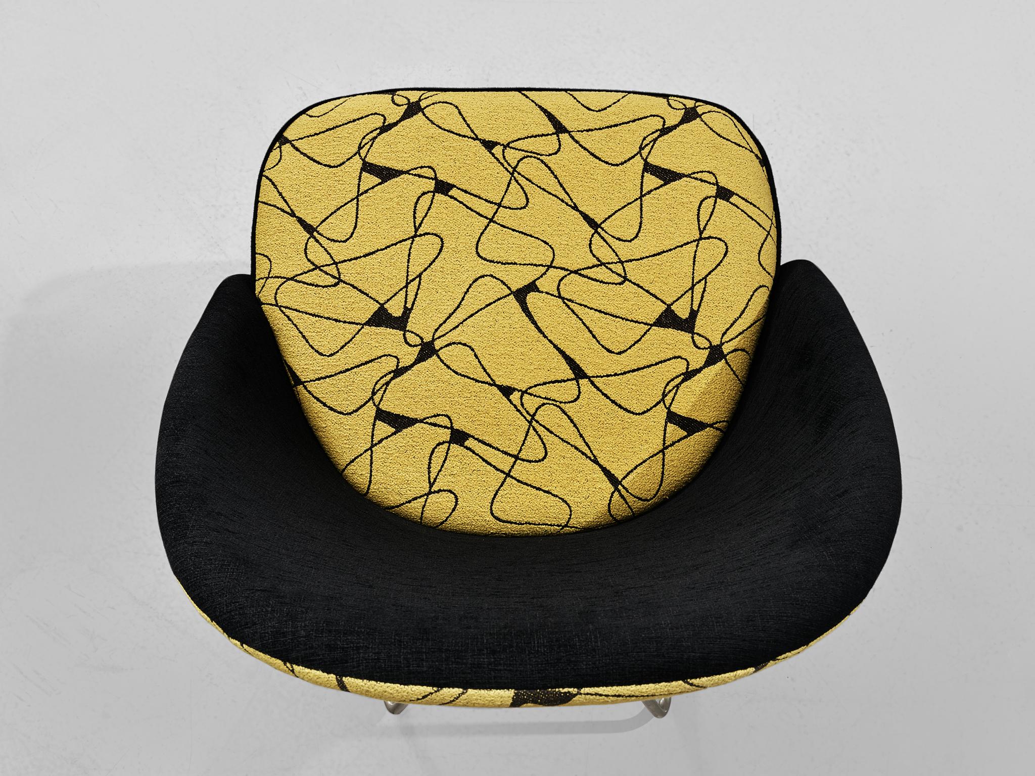 Theo Ruth Easy Chairs in Yellow and Black Upholstery 1