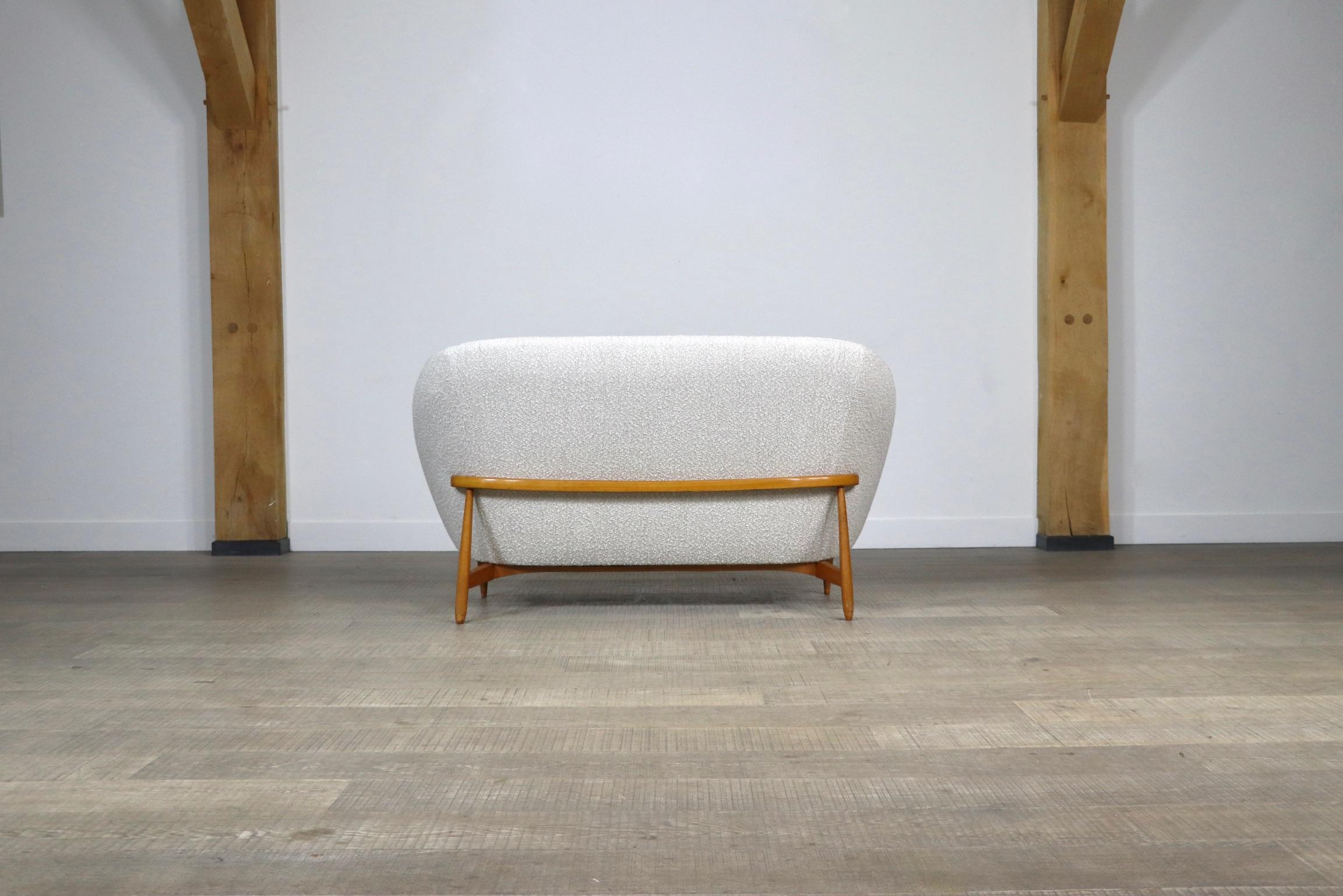 Theo Ruth for Artifort 115 Sofa in Bouclé and Oak, 1950s 8