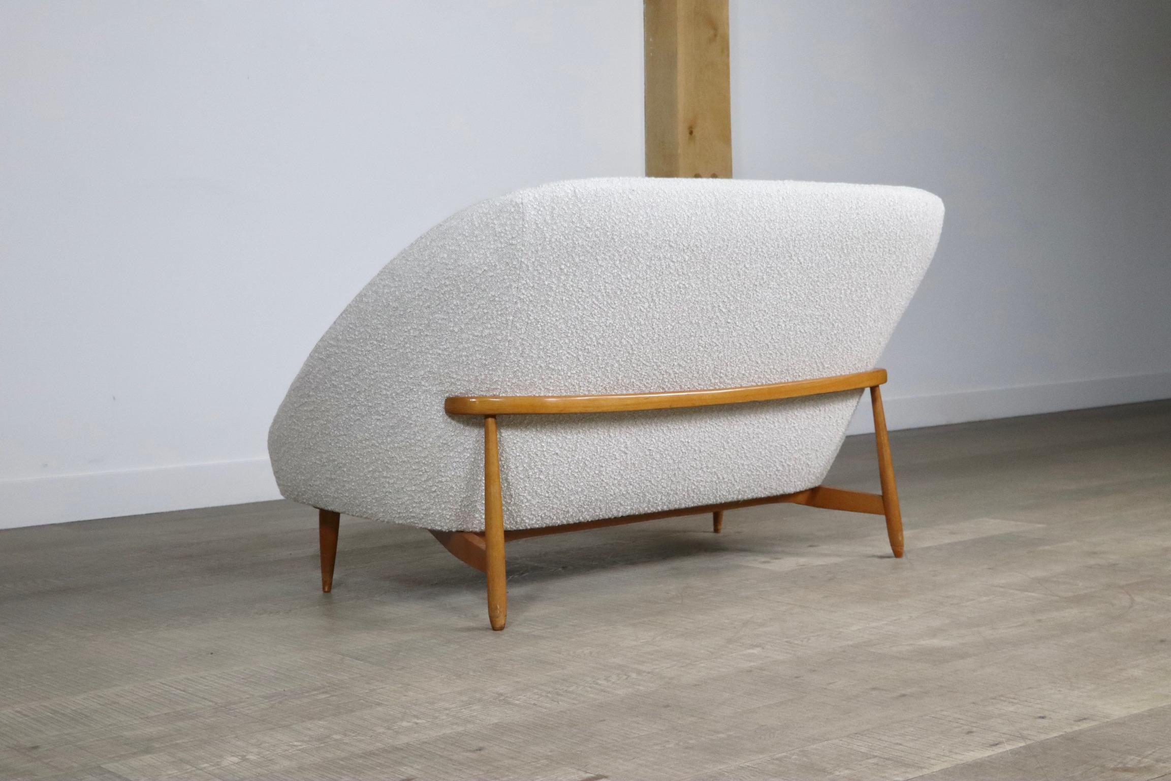 Theo Ruth for Artifort 115 Sofa in Bouclé and Oak, 1950s 9