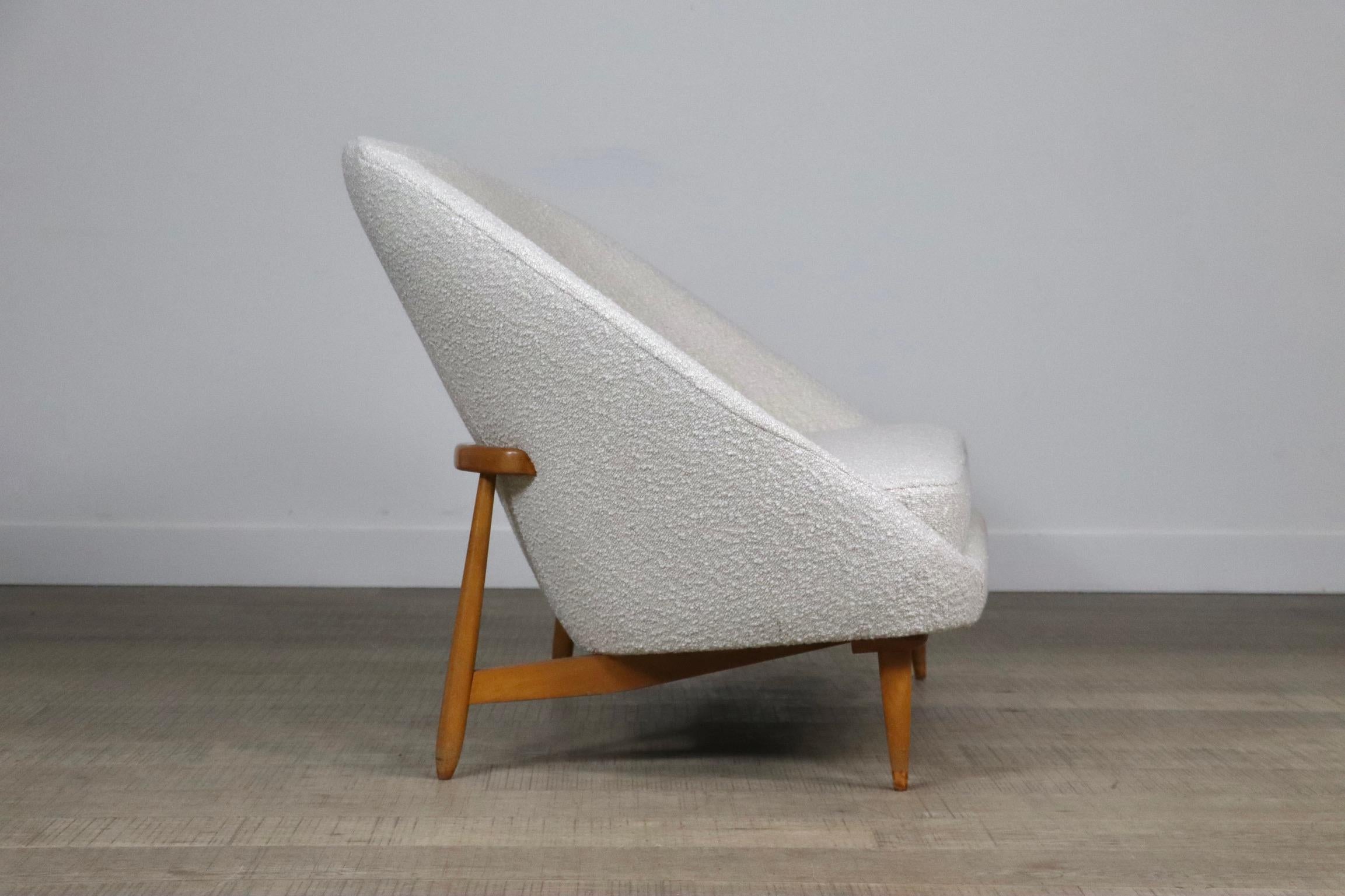 Theo Ruth for Artifort 115 Sofa in Bouclé and Oak, 1950s 5