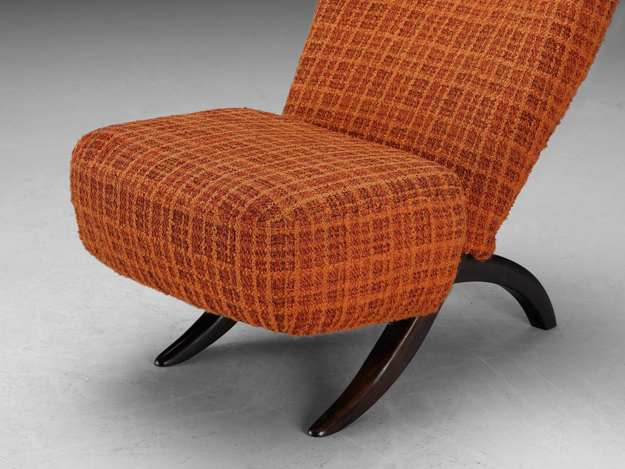Mid-Century Modern Theo Ruth for Artifort 'Congo' Easy Chair in Ash and Orange Upholstery  For Sale