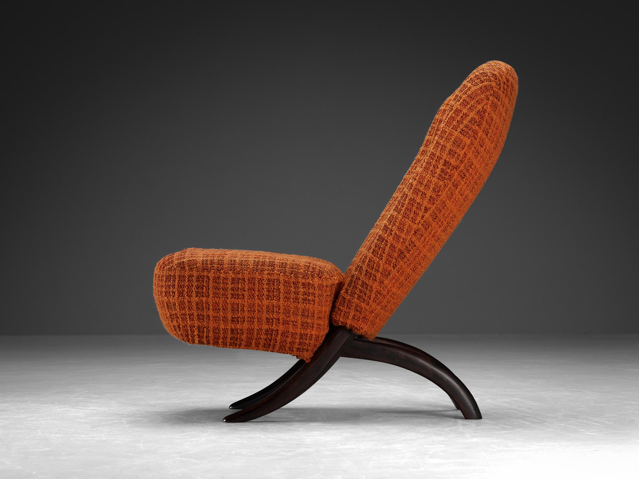 Dutch Theo Ruth for Artifort 'Congo' Easy Chair in Ash and Orange Upholstery  For Sale