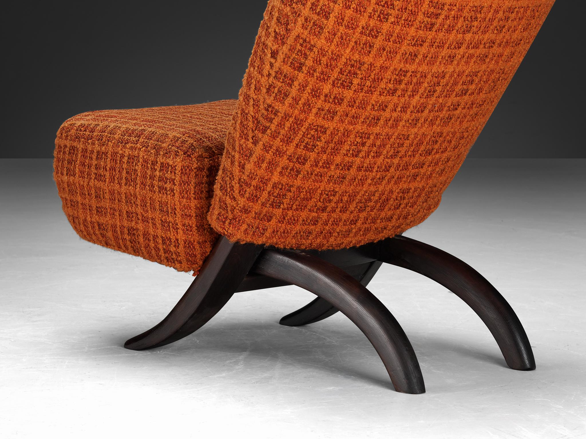Fabric Theo Ruth for Artifort 'Congo' Easy Chair in Ash and Orange Upholstery  For Sale