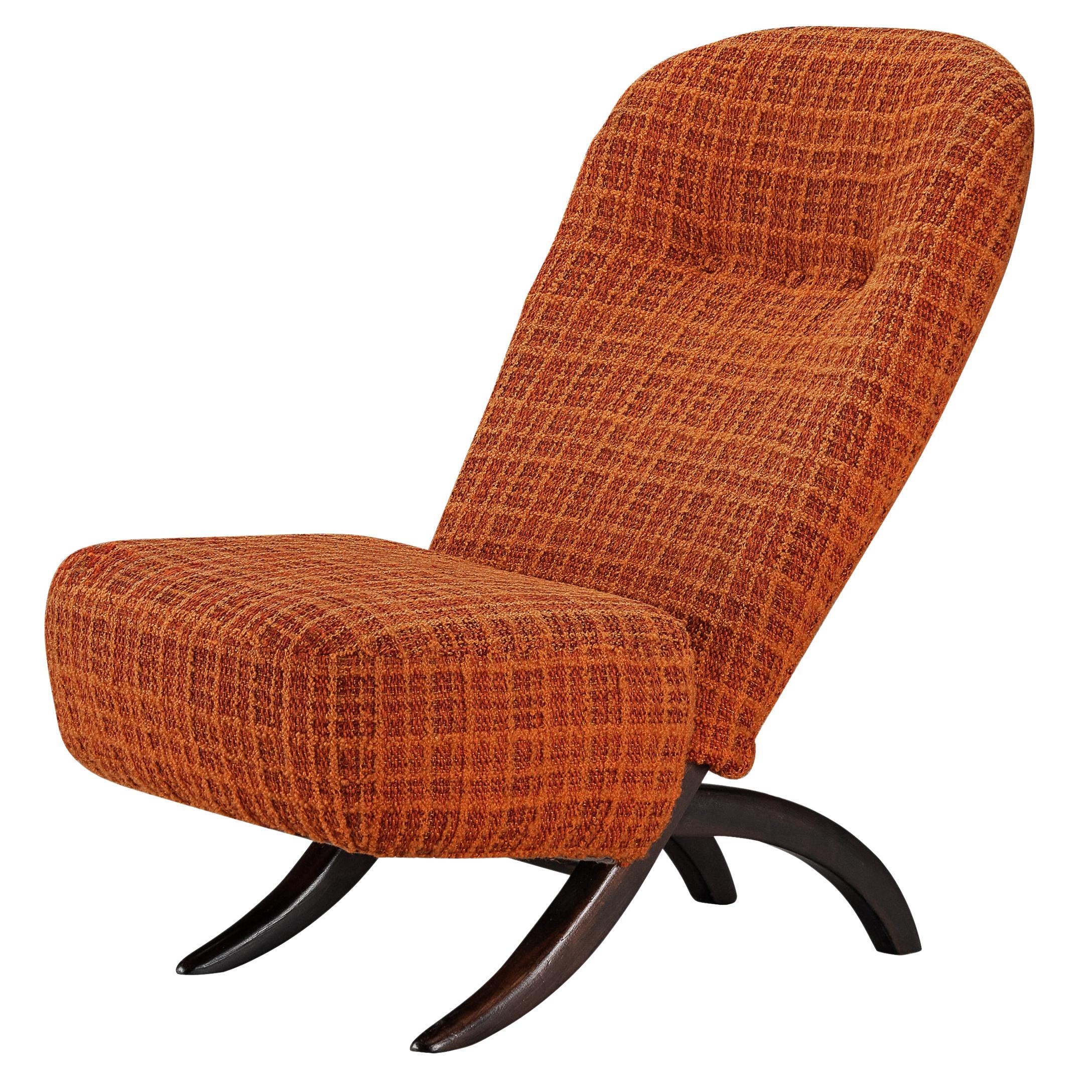 Theo Ruth für Artifort 'Congo' Easy Chair aus Esche und orangefarbener Polsterung 
