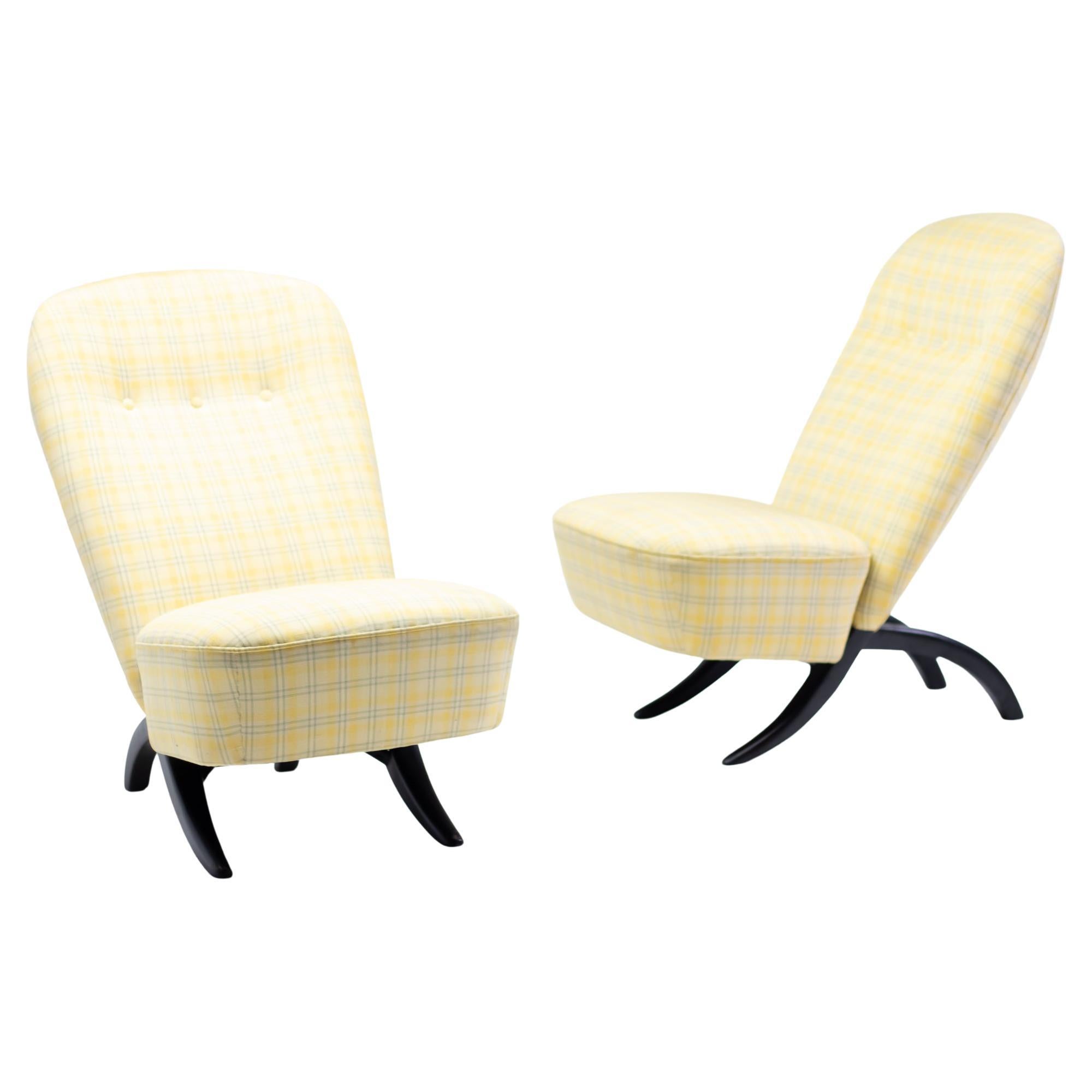 Theo Ruth for Artifort 'Congo' Easy Chairs in Checkered Yellow