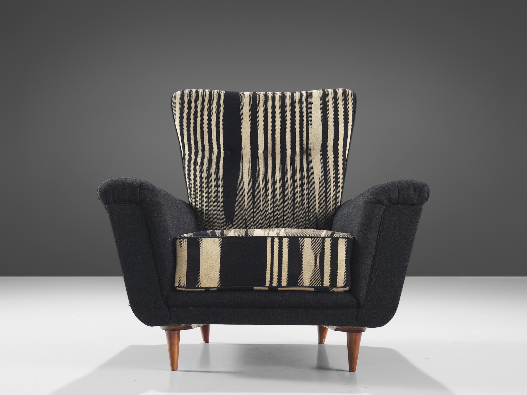 Theo Ruth pour Artifort paire de chaises longues en tapisserie rayée d'origine  Bon état - En vente à Waalwijk, NL