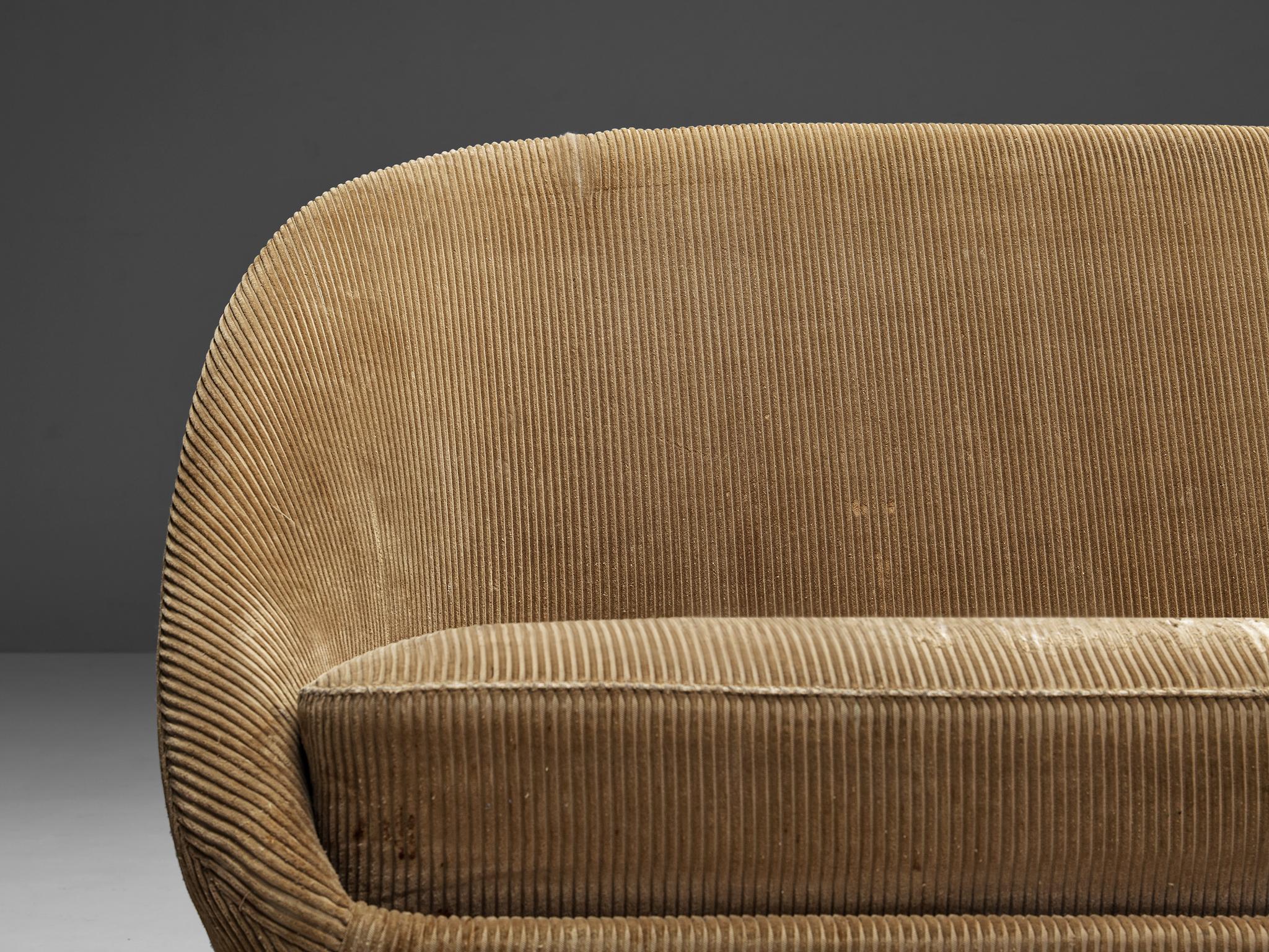 Mid-Century Modern Theo Ruth for Artifort Sofa in Beige Corduroy Upholstery  For Sale
