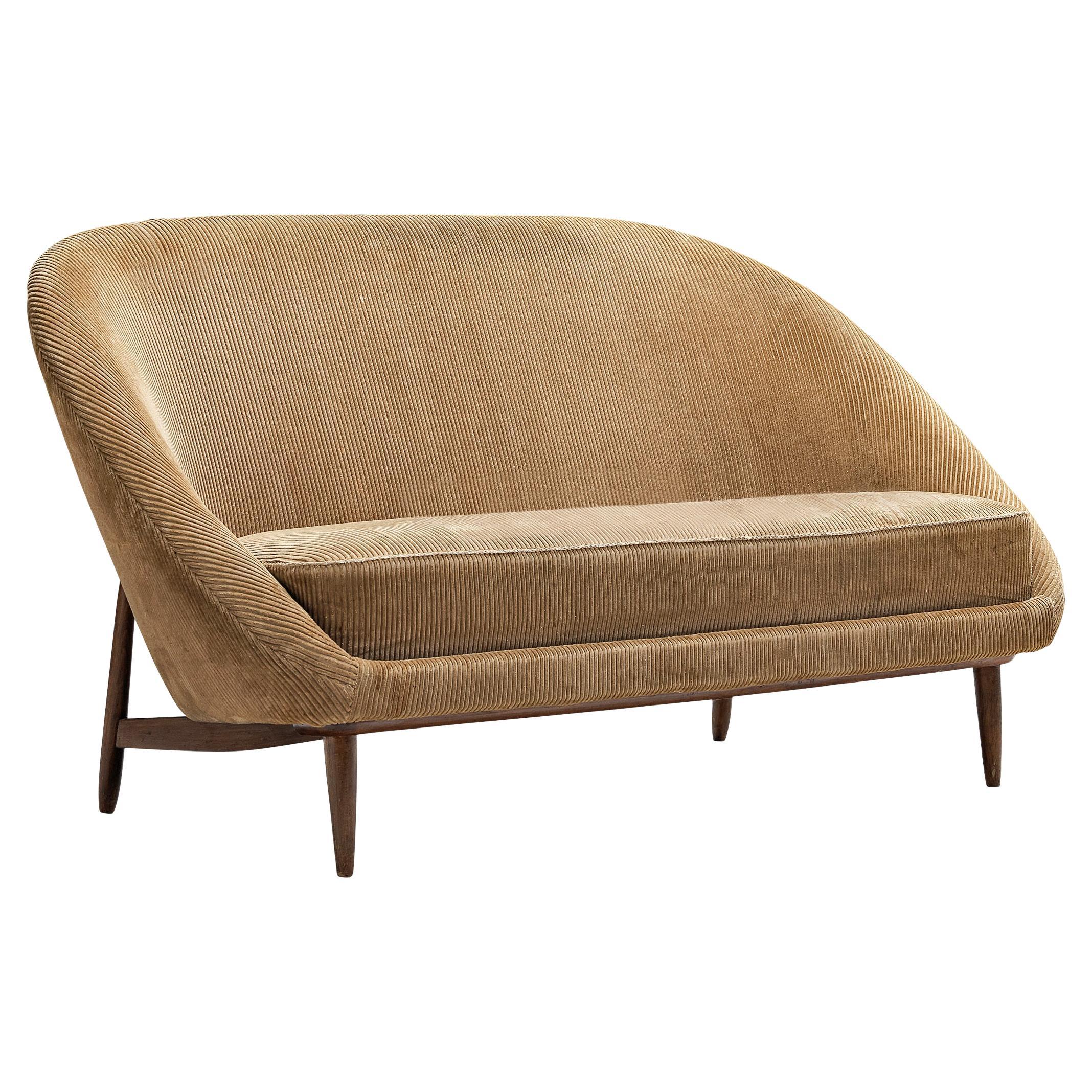Theo Ruth for Artifort Sofa in Beige Corduroy Upholstery  For Sale