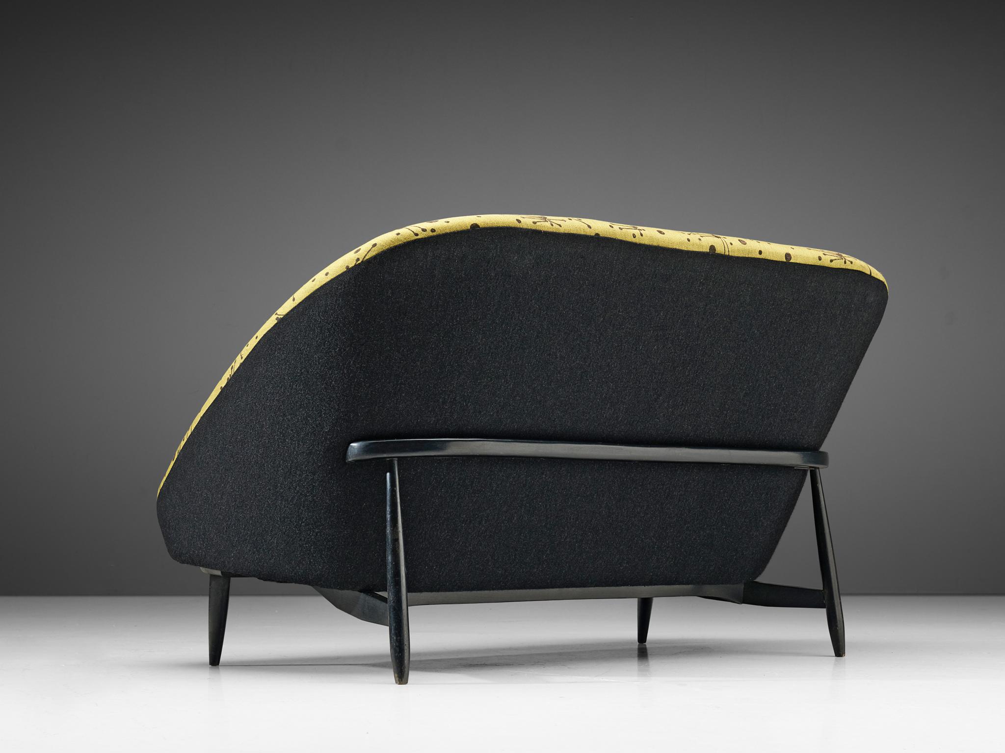 Theo Ruth für Artifort Sofa mit gelber und schwarzer Polsterung  (Ende des 20. Jahrhunderts) im Angebot