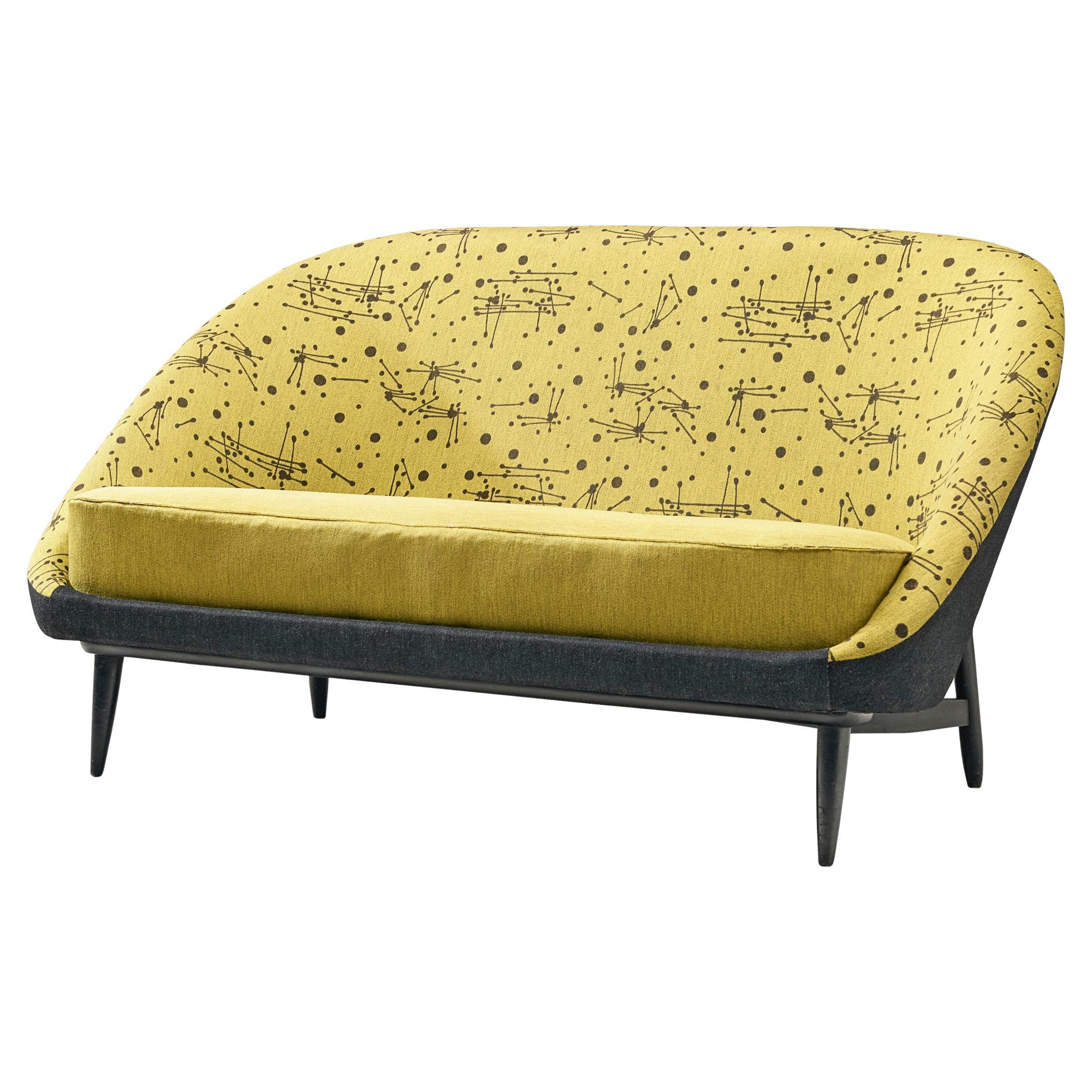 Theo Ruth for Artifort Sofa in Yellow and Black Upholstery  For Sale