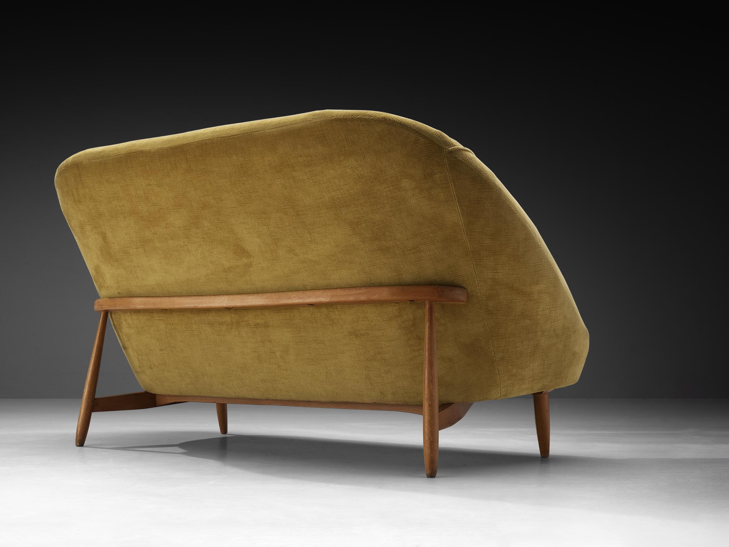 Mid-Century Modern Theo Ruth for Artifort Sofa Model '115' in Yellow Velvet Upholstery For Sale