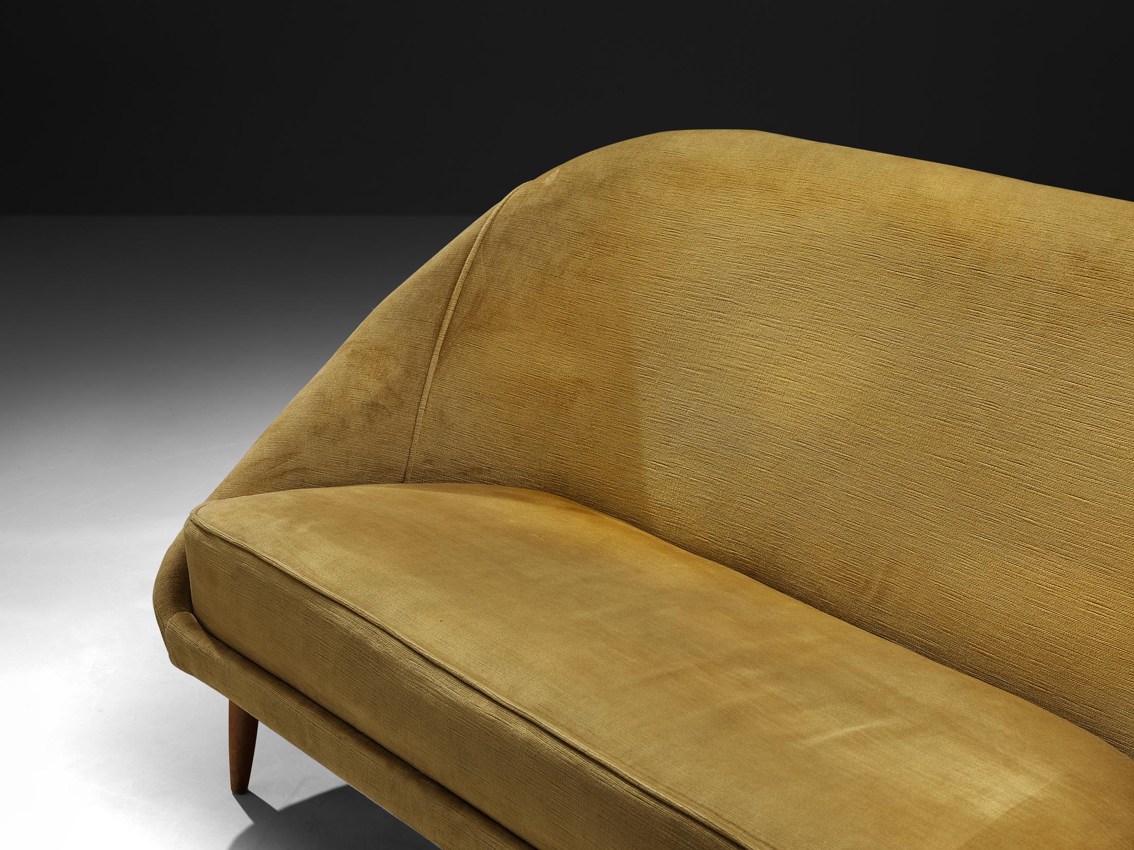 Dutch Theo Ruth for Artifort Sofa Model '115' in Yellow Velvet Upholstery For Sale