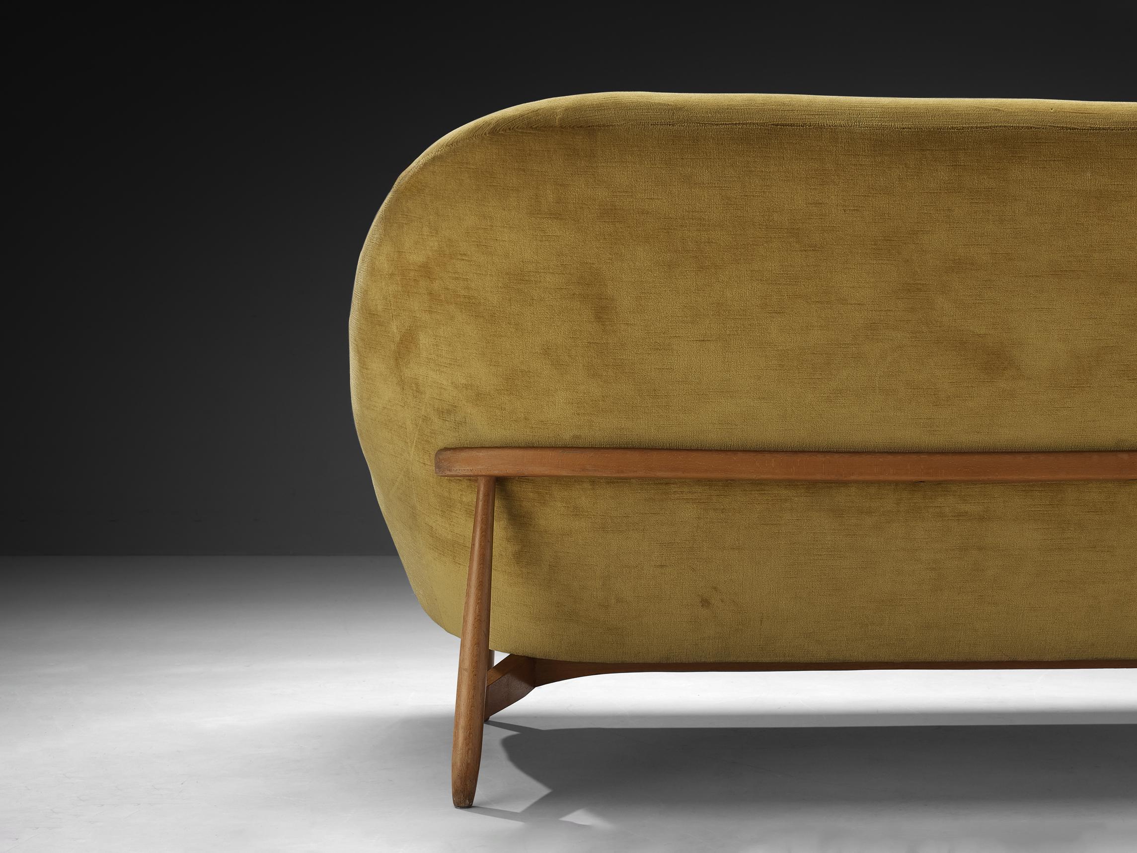 Mid-20th Century Theo Ruth for Artifort Sofa Model '115' in Yellow Velvet Upholstery For Sale