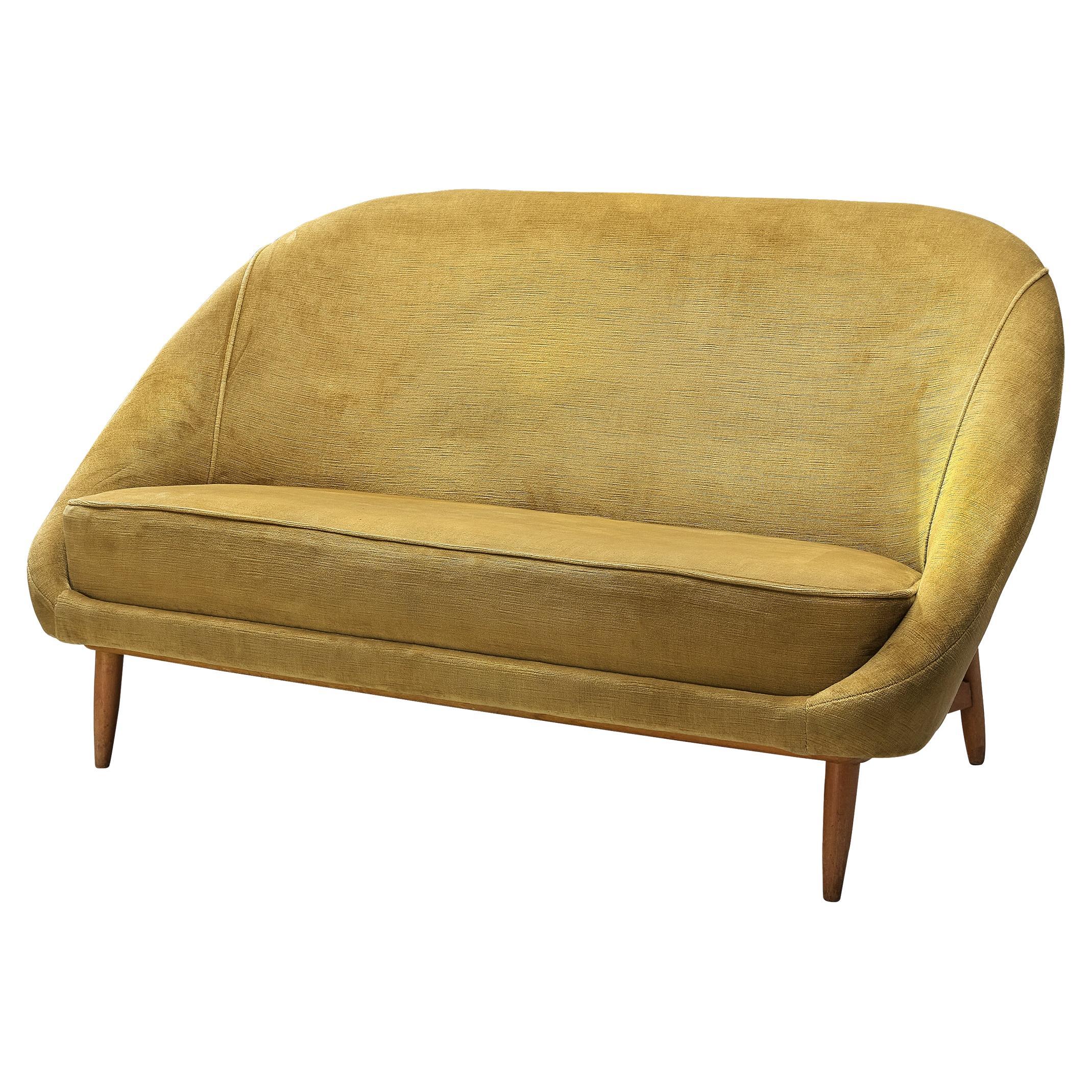 Theo Ruth for Artifort Sofa Model '115' in Yellow Velvet Upholstery For Sale