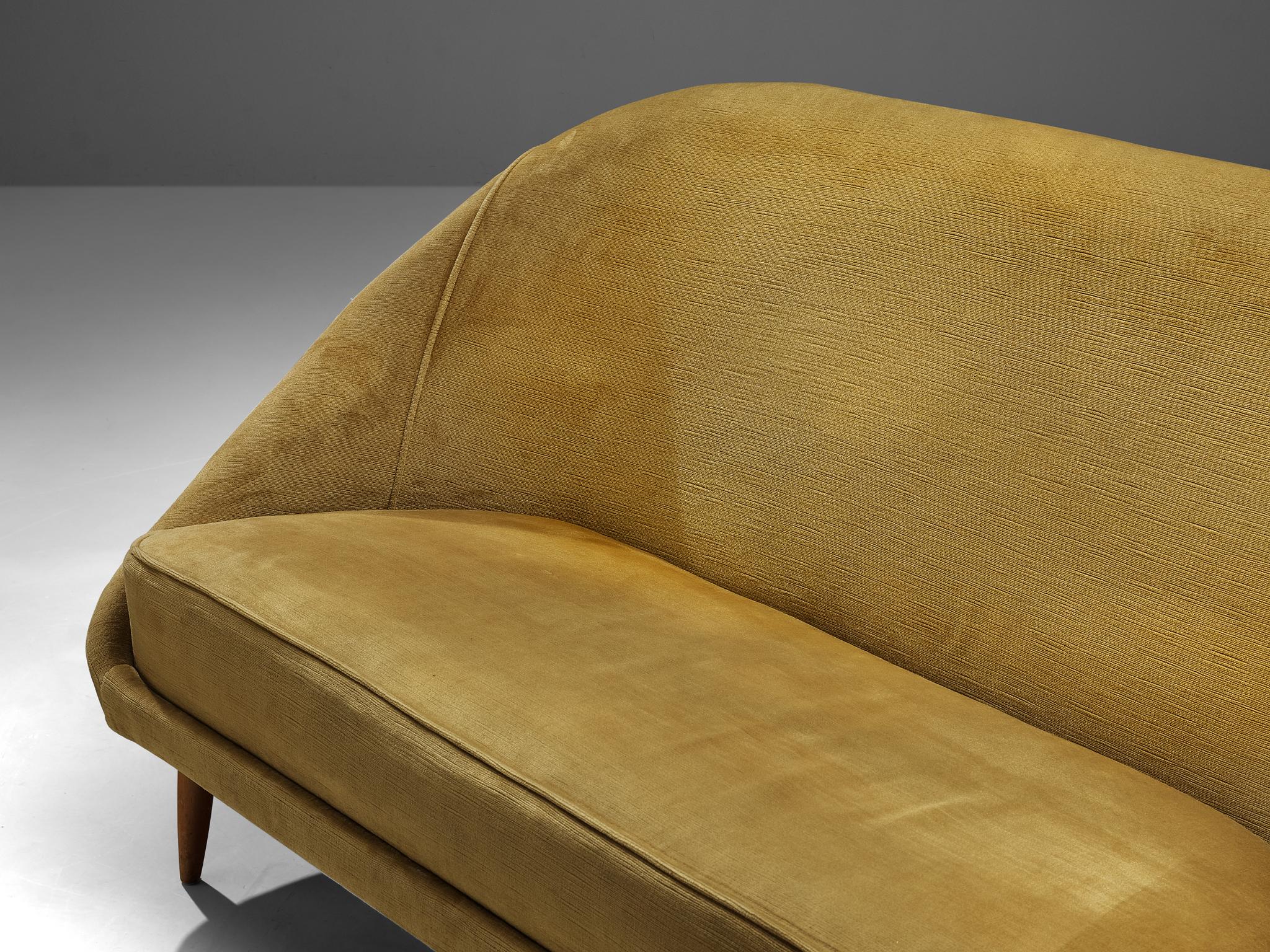 Dutch Theo Ruth for Artifort Sofas Model '115' in Yellow Velvet Upholstery  For Sale
