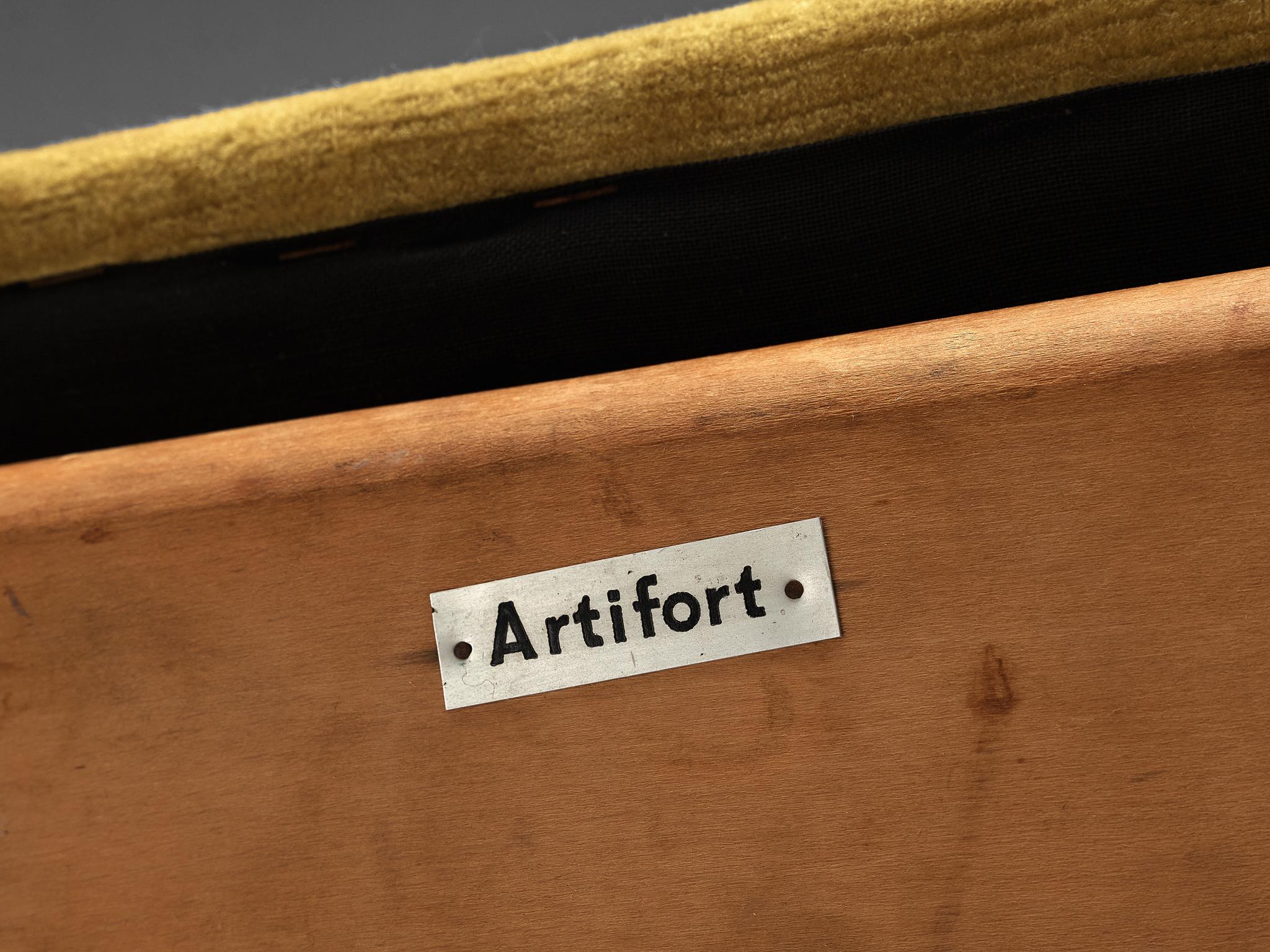 Theo Ruth for Artifort Sofas Model '115' in Yellow Velvet Upholstery  For Sale 1