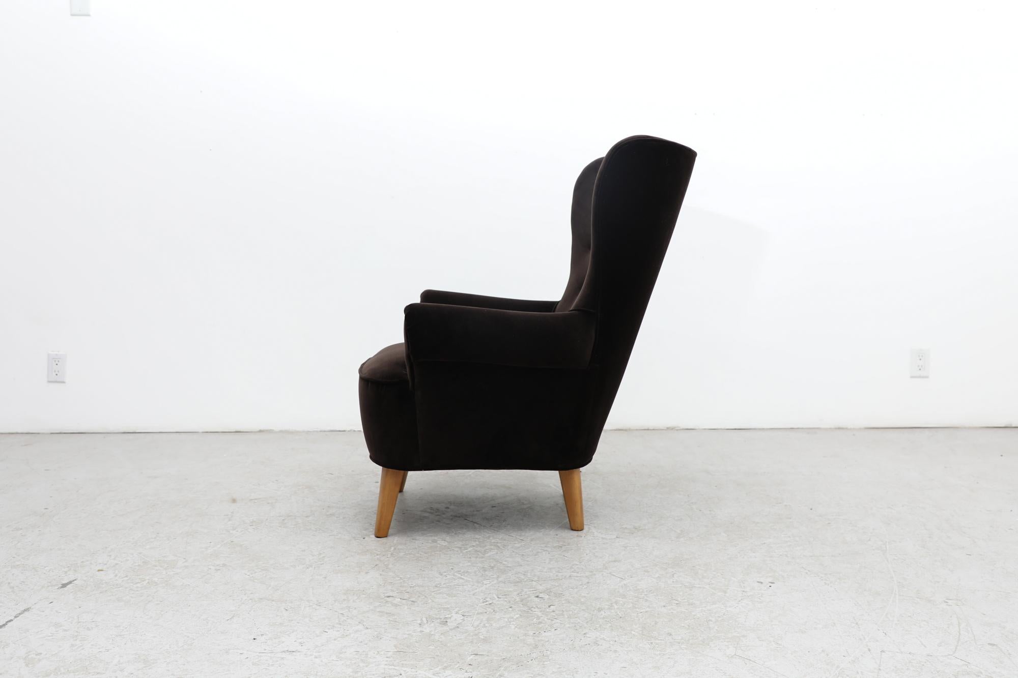 Mid-20th Century Theo Ruth High Back Lounge Chair with New Upholstery
