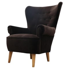 Theo Ruth High Back Lounge Chair with New Upholstery