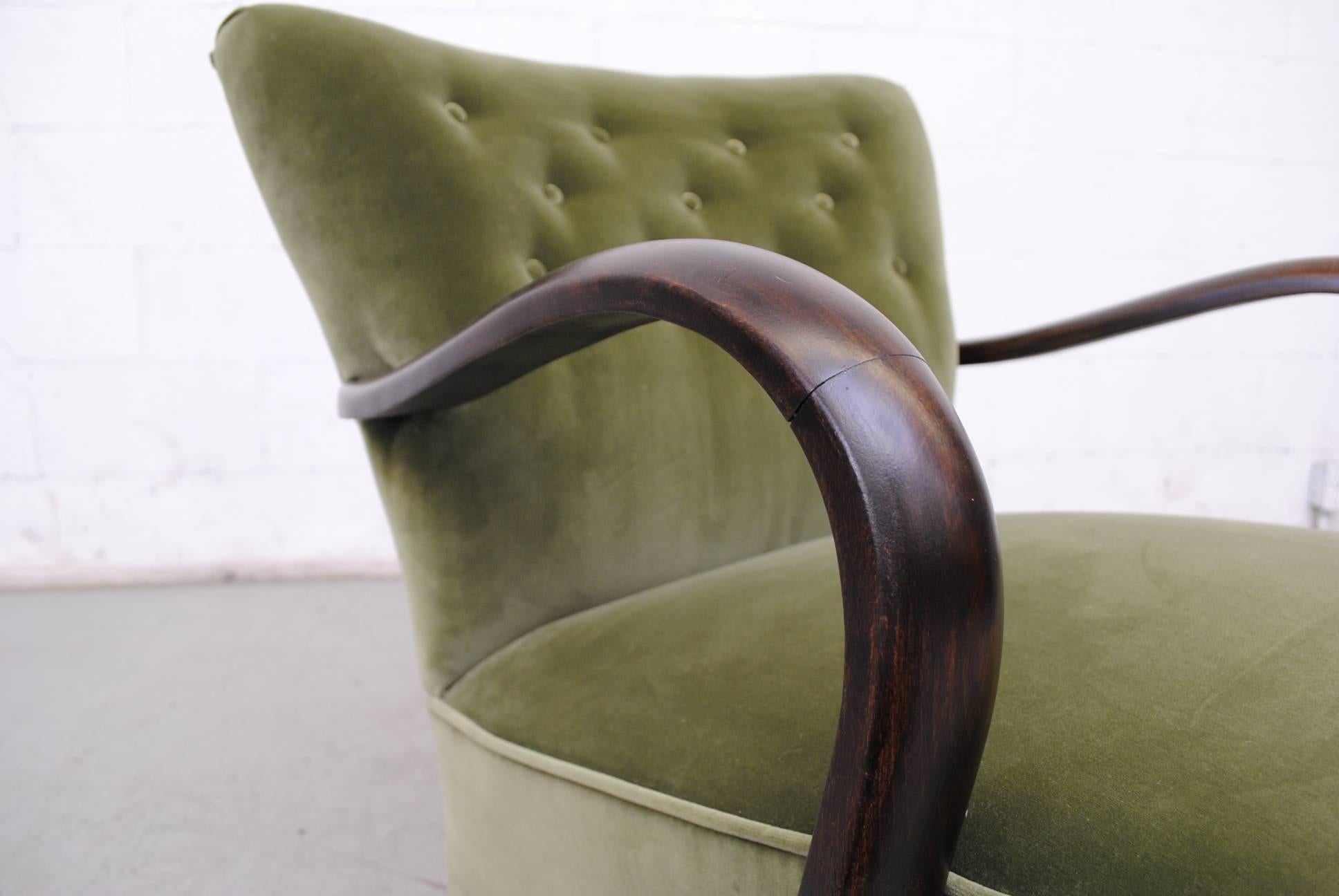 Theo Ruth Inspired Olive Velvet Lounge Chair 1