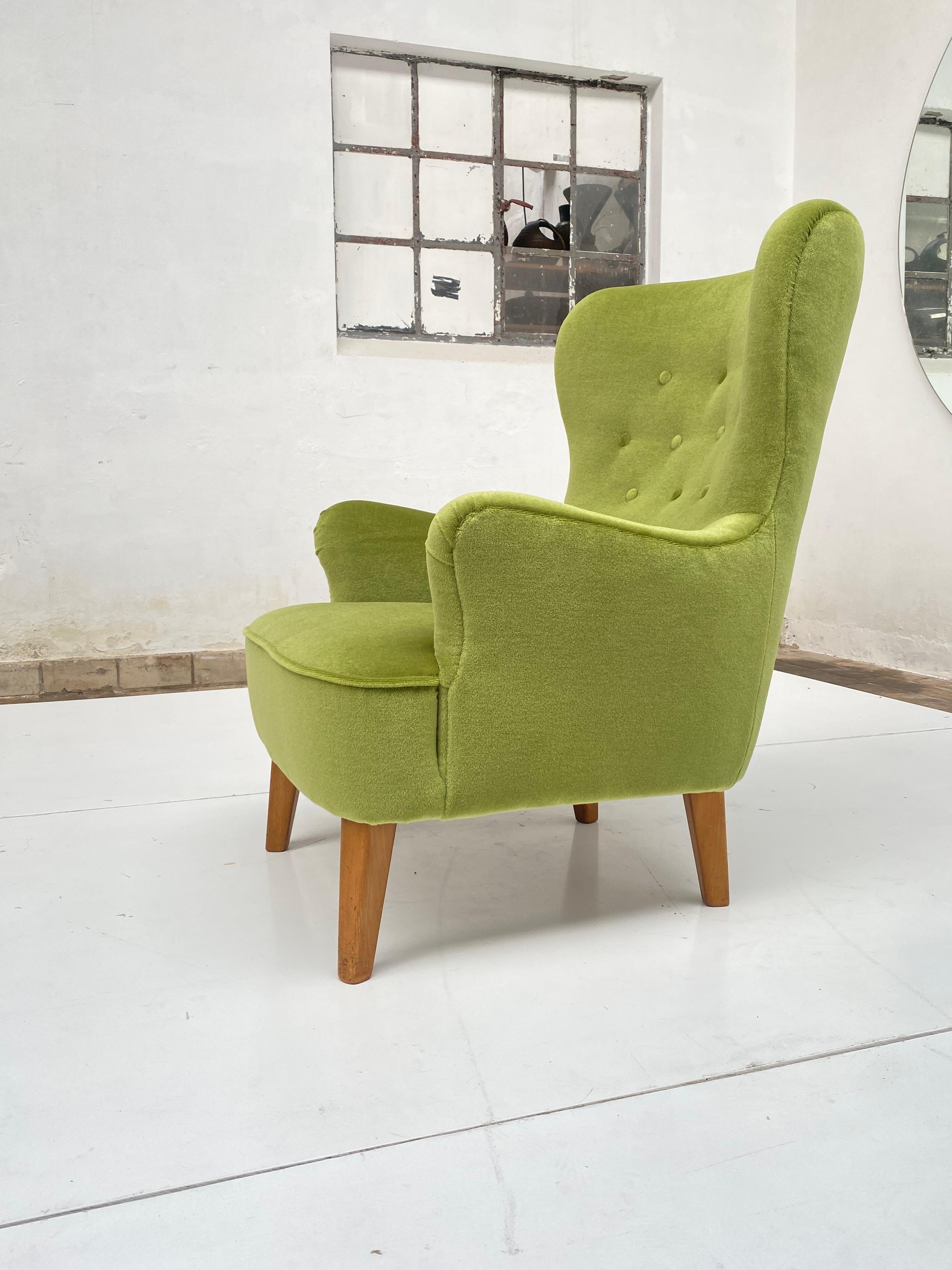 Mid-Century Modern Theo Ruth Lounge Chair Artifort 1950's NEW Mohair Velvet Wool Fabric