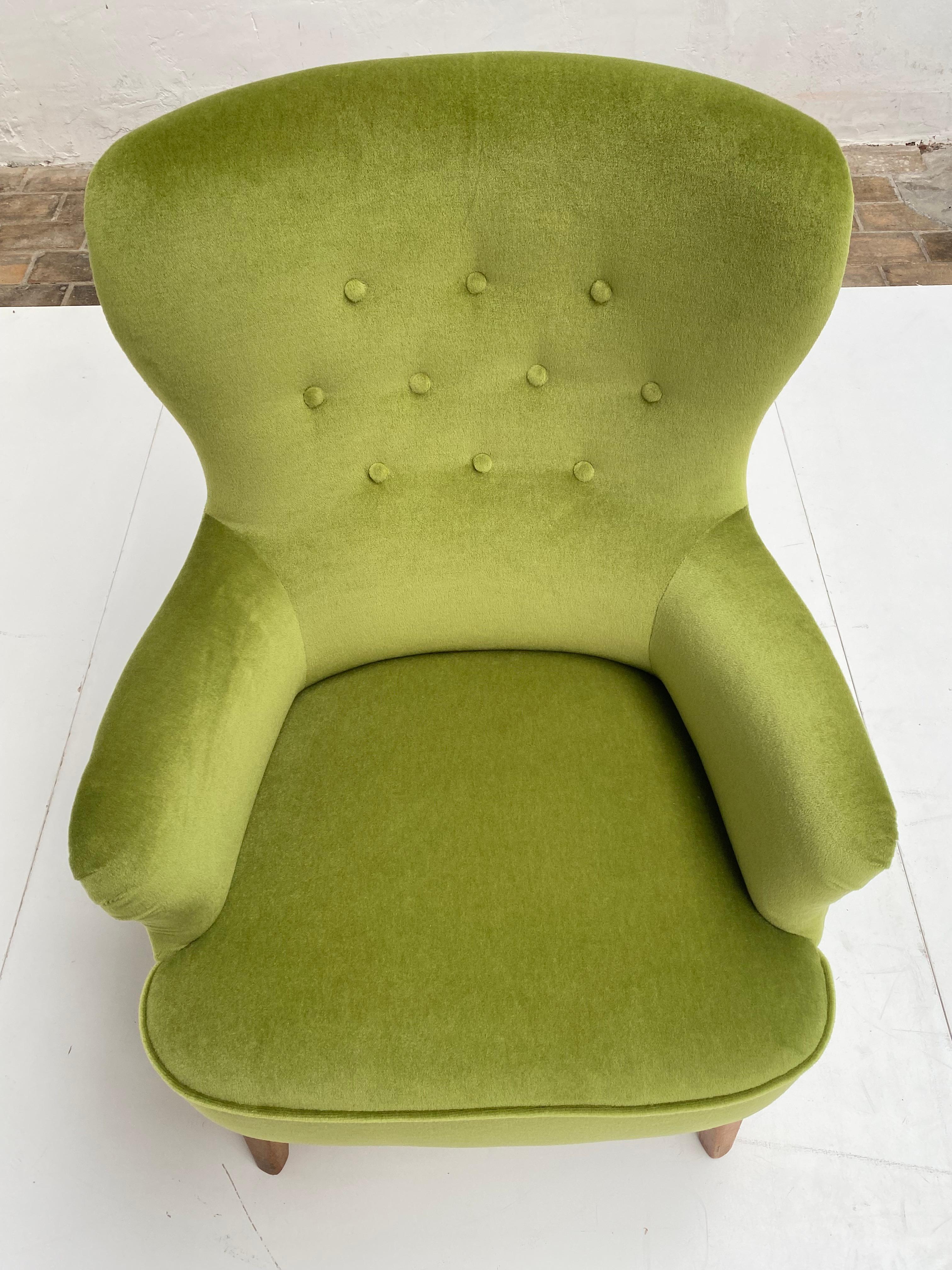 Dutch Theo Ruth Lounge Chair Artifort 1950's NEW Mohair Velvet Wool Fabric